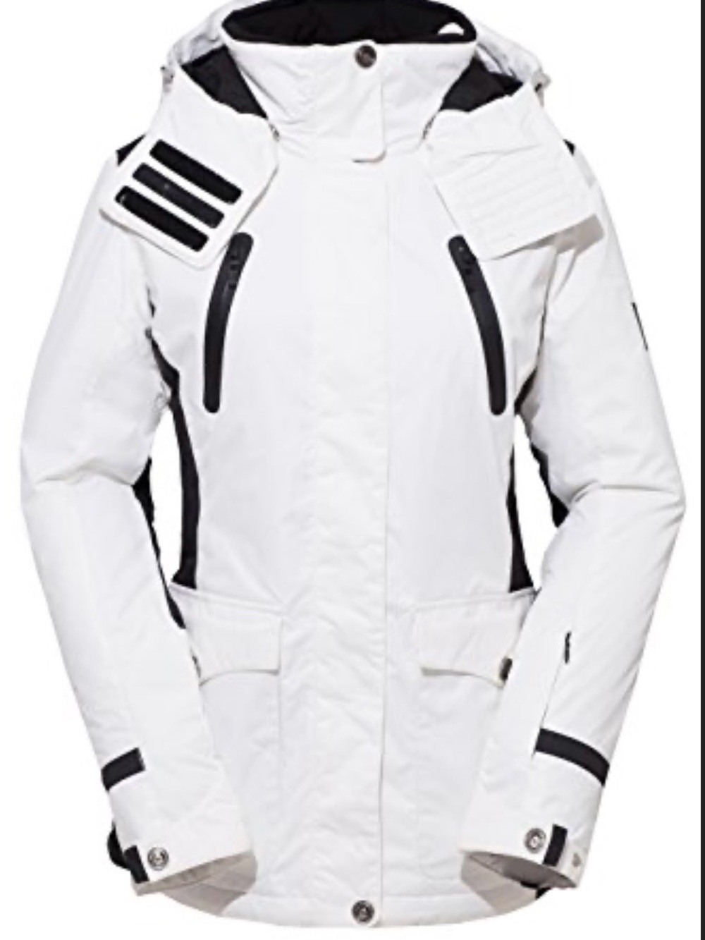 HSNW Women Ski Jacket White and Black Girl Winter Outdoor Waterproof XS